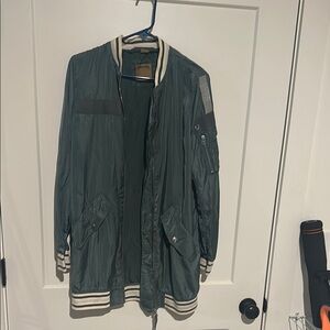 True Religion Green Bomber Jacket with Ribbed Collar and Cuffs